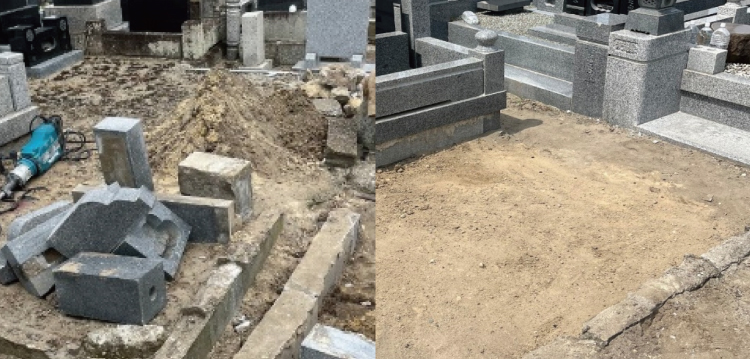 お墓を解体する